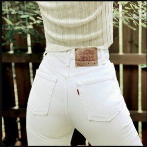 Levis 512 Vintage USA Slim Fit Tapered Leg high rise white straight leg 10